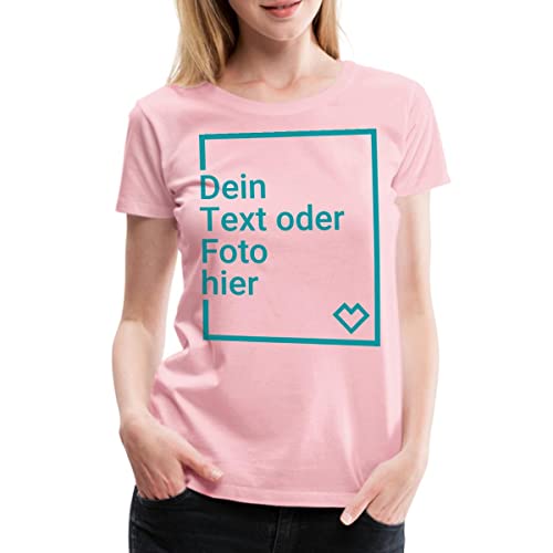 Spreadshirt Personalisierbares T-Shirt Selbst Gestalten mit Foto und Text Wunschmotiv Frauen Premium T-Shirt, XL, Hellrosa von Spreadshirt