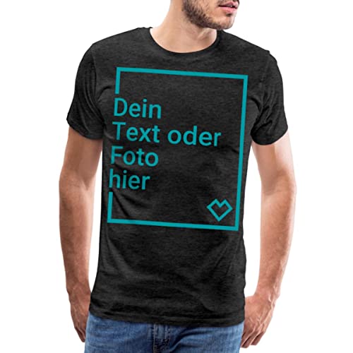 Spreadshirt Personalisierbares T-Shirt Selbst Gestalten mit Foto und Text Wunschmotiv Männer Premium T-Shirt, 4XL, Anthrazit von Spreadshirt