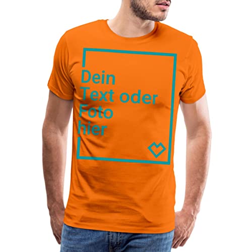 Spreadshirt Personalisierbares T-Shirt Selbst Gestalten mit Foto und Text Wunschmotiv Männer Premium T-Shirt, M, Orange von Spreadshirt