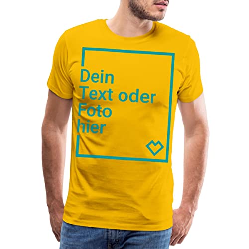 Spreadshirt Personalisierbares T-Shirt Selbst Gestalten mit Foto und Text Wunschmotiv Männer Premium T-Shirt, M, Sonnengelb von Spreadshirt