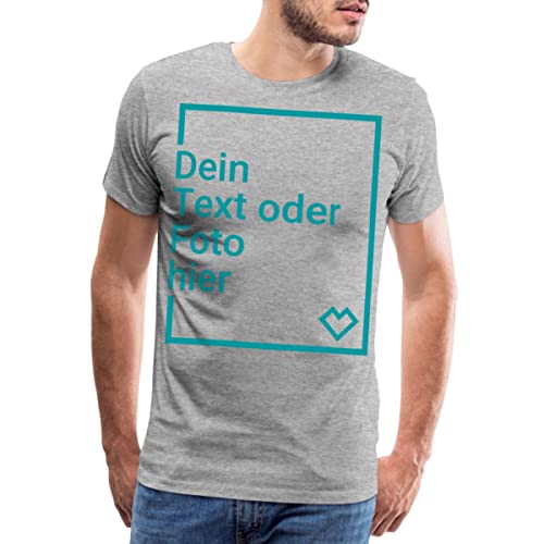 Spreadshirt Personalisierbares T-Shirt Selbst Gestalten mit Foto und Text Wunschmotiv Männer Premium T-Shirt, XXL, Grau meliert von Spreadshirt