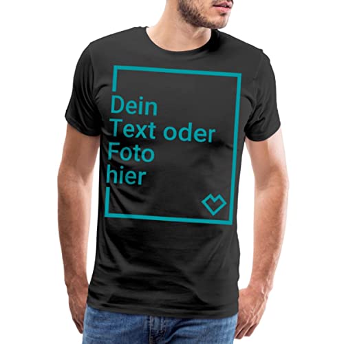 Spreadshirt Personalisierbares T-Shirt Selbst Gestalten mit Foto und Text Wunschmotiv Männer Premium T-Shirt, XXL, Schwarz von Spreadshirt