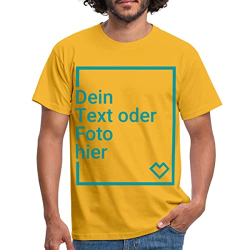 Spreadshirt Personalisierbares T-Shirt Selbst Gestalten mit Foto und Text Wunschmotiv Männer T-Shirt, 4XL, Gelb von Spreadshirt