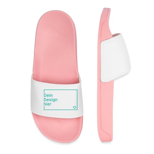 Spreadshirt Personalisierte Badelatschen | Badeschlappen Selbst Gestalten Mit Foto Oder Text Frauen Badelatschen, 39, Hellrosa von Spreadshirt