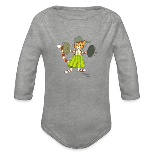 Spreadshirt Pettersson Und Findus Topfdeckel Schlagzeug Baby Body Langarm, 80 (9-12 M.), Grau meliert von Spreadshirt