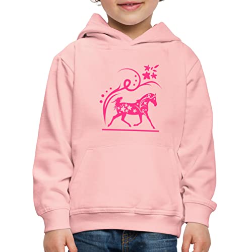 Spreadshirt Pferd Blumen Geschenkidee Geschenk Für Mädchen Kinder Premium Hoodie, 134/146 (9-11 Jahre), Kristallrosa von Spreadshirt