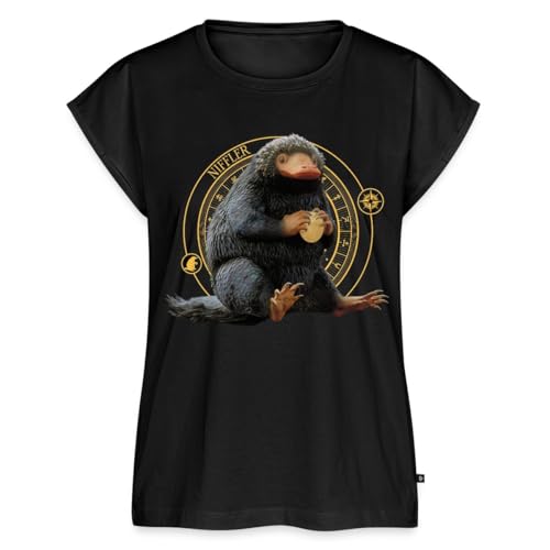 Spreadshirt Phantastische Tierwesen Niffler mit Gold Frauen Casual T-Shirt, S, Schwarz von Spreadshirt