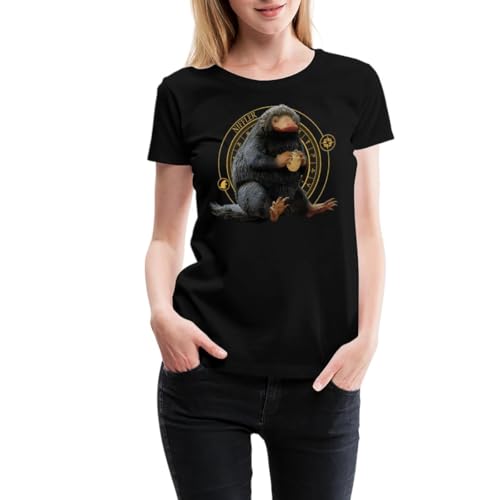 Spreadshirt Phantastische Tierwesen Niffler mit Gold Frauen Premium T-Shirt, S, Schwarz von Spreadshirt