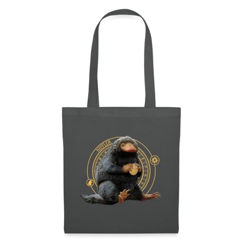 Spreadshirt Phantastische Tierwesen Niffler mit Gold Einkaufstasche, One size, Graphite von Spreadshirt