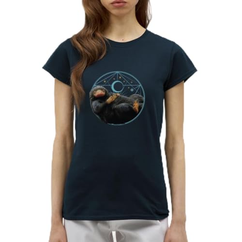 Spreadshirt Phantastische Tierwesen Niffler mit Münze Geschenk Frauen T-Shirt, S, Navy von Spreadshirt