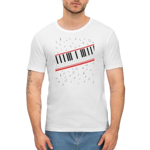 Spreadshirt Piano Klavier Noten Beat It Männer Slim Fit T-Shirt, L, Weiß von Spreadshirt