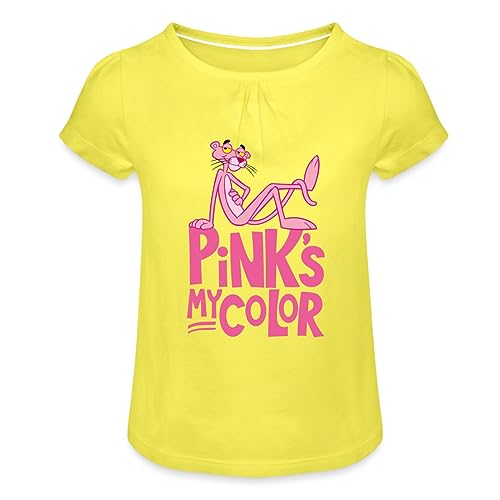 Spreadshirt Pink Panther Pink's My Color Mädchen T-Shirt mit Raffungen, 4 Jahre, Gelb von Spreadshirt