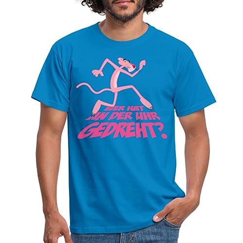 Spreadshirt Pink Panther Wer hat an der Uhr gedreht? Lustiger Spruch Männer T-Shirt, L, Royalblau von Spreadshirt