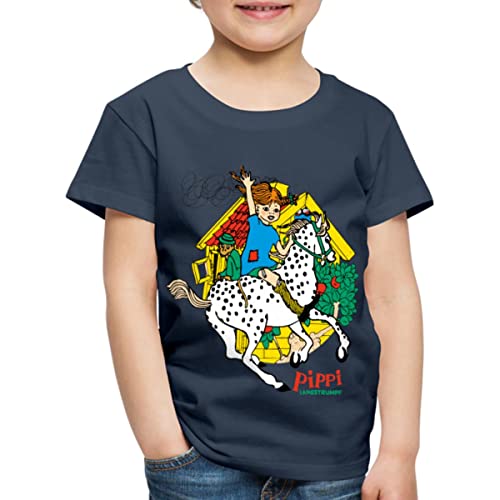 Spreadshirt Pippi Langstrumpf Herr Nilsson Und Kleiner Onkel Kinder Premium T-Shirt, 110/116 (4 Jahre), Navy von Spreadshirt