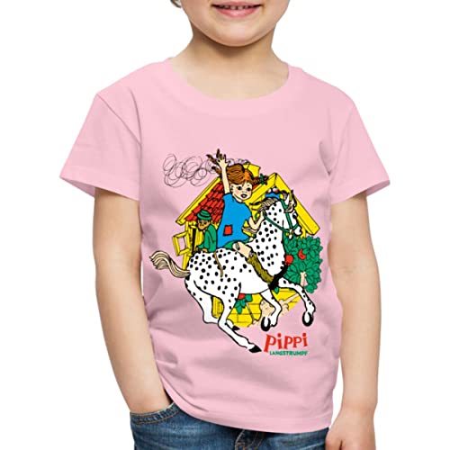 Spreadshirt Pippi Langstrumpf Herr Nilsson Und Kleiner Onkel Kinder Premium T-Shirt, 110/116 (4 Jahre), Hellrosa von Spreadshirt