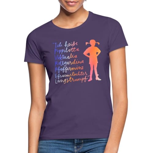 Spreadshirt Pippi Langstrumpf Ich Heiße … Frauen T-Shirt, L, Dunkellila von Spreadshirt