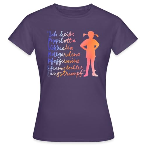 Spreadshirt Pippi Langstrumpf Ich Heiße … Frauen T-Shirt, XL, Dunkellila von Spreadshirt