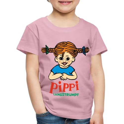 Spreadshirt Pippi Langstrumpf Logo Kinder Premium T-Shirt, 98/104 (2 Jahre), Hellrosa von Spreadshirt