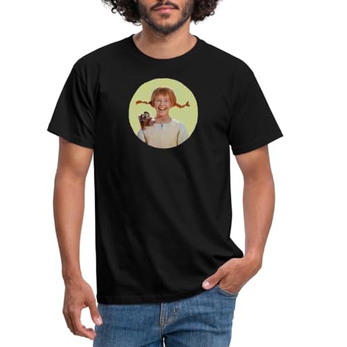 Spreadshirt Pippi Langstrumpf Mit Herr Nilsson Portrait Männer T-Shirt, S, Schwarz von Spreadshirt