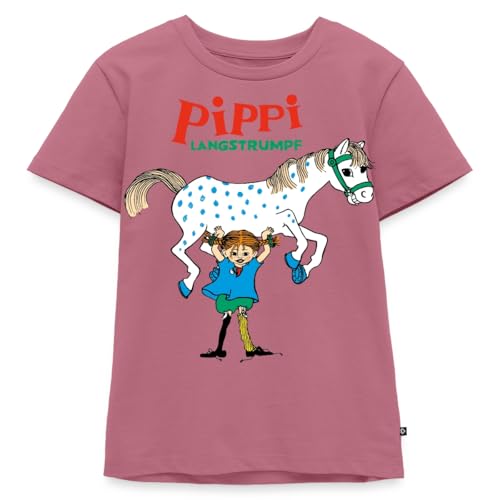 Spreadshirt Pippi Langstrumpf Pippi Hebt Kleiner Onkel Kinder Premium T-Shirt, 110/116 (4 Jahre), Mauve von Spreadshirt