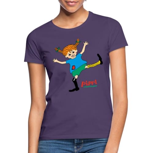 Spreadshirt Pippi Langstrumpf Pippi Tanzt Wie Es Ihr Gefällt Frauen T-Shirt, L, Dunkellila von Spreadshirt