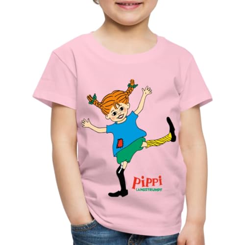 Spreadshirt Pippi Langstrumpf Pippi Tanzt Wie Es Ihr Gefällt Kinder Premium T-Shirt, 110/116 (4 Jahre), Hellrosa von Spreadshirt