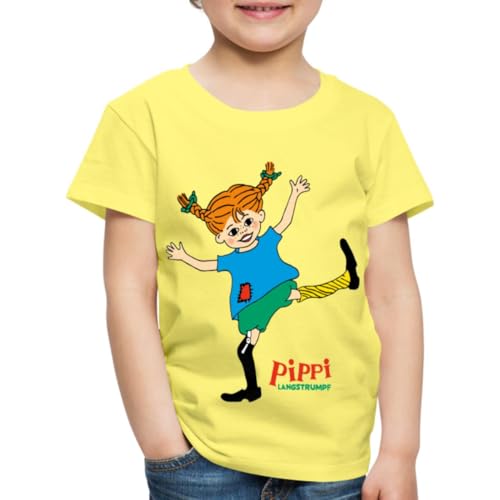 Spreadshirt Pippi Langstrumpf Pippi Tanzt Wie Es Ihr Gefällt Kinder Premium T-Shirt, 98/104 (2 Jahre), Gelb von Spreadshirt
