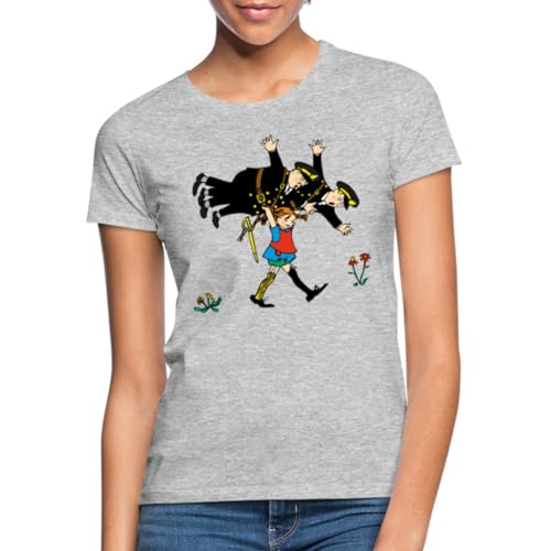 Spreadshirt Pippi Langstrumpf Pippi Und Die Polizei Frauen T-Shirt, M, Grau meliert von Spreadshirt