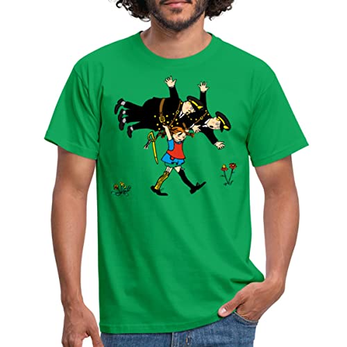 Spreadshirt Pippi Langstrumpf Pippi Und Die Polizei Männer T-Shirt, 3XL, Kelly Green von Spreadshirt