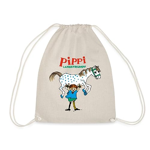 Spreadshirt Pippi Langstrumpf Pippi hebt Kleiner Onkel Turnbeutel, One size, Natur von Spreadshirt