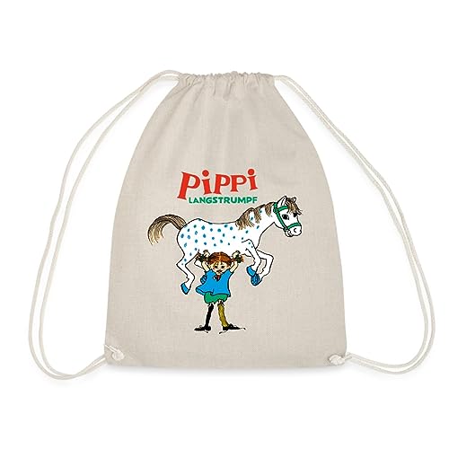 Spreadshirt Pippi Langstrumpf Pippi Hebt Kleiner Onkel Turnbeutel, One size, Natur von Spreadshirt