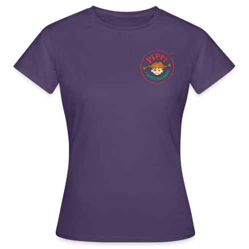 Spreadshirt Pippi Langstrumpf Rundes Logo Frauen T-Shirt, L, Dunkellila von Spreadshirt