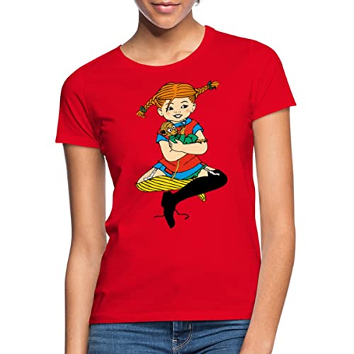 Spreadshirt Pippi Langstrumpf Zusammen Mit Herr Nilsson Frauen T-Shirt, S, Rot von Spreadshirt