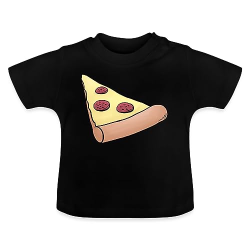 Spreadshirt Pizzastück Pizza Partnerlook Baby Bio-T-Shirt mit Rundhals, 6-12 Monate, Schwarz von Spreadshirt