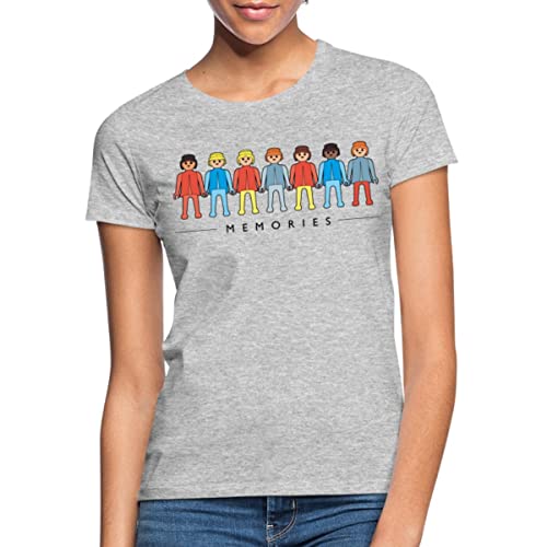 Spreadshirt Playmobil Figuren Memories Frauen T-Shirt, S, Grau meliert von Spreadshirt