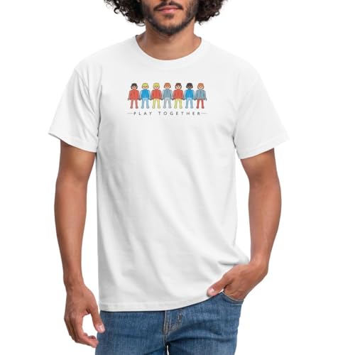 Spreadshirt Playmobil Figuren Play Together Männer T-Shirt, S, Weiß von Spreadshirt