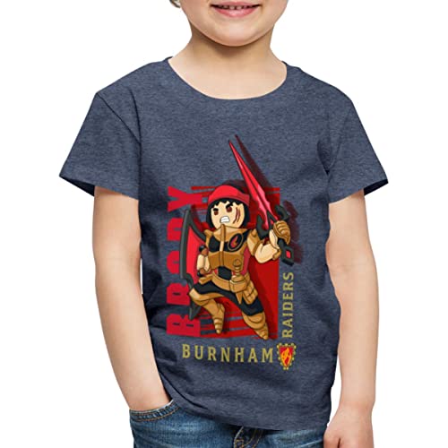 Spreadshirt Playmobil Novelmore Burnham Raiders Brody Kinder Premium T-Shirt, 122/128 (6 Jahre), Blau meliert von Spreadshirt