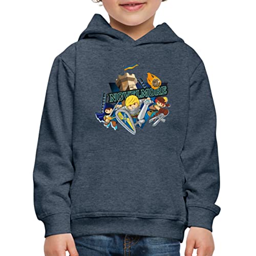 Spreadshirt Playmobil Novelmore Gwynn, Arwynn, Dario Da Vanci Kinder Premium Hoodie, 110/116 (5-6 Jahre), Jeansblau von Spreadshirt