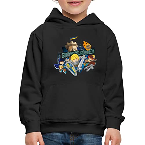 Spreadshirt Playmobil Novelmore Gwynn, Arwynn, Dario Da Vanci Kinder Premium Hoodie, 110/116 (5-6 Jahre), Schwarz von Spreadshirt