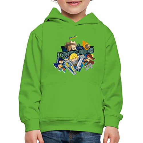 Spreadshirt Playmobil Novelmore Gwynn, Arwynn, Dario Da Vanci Kinder Premium Hoodie, 122/128 (7-8 Jahre), Hellgrün von Spreadshirt