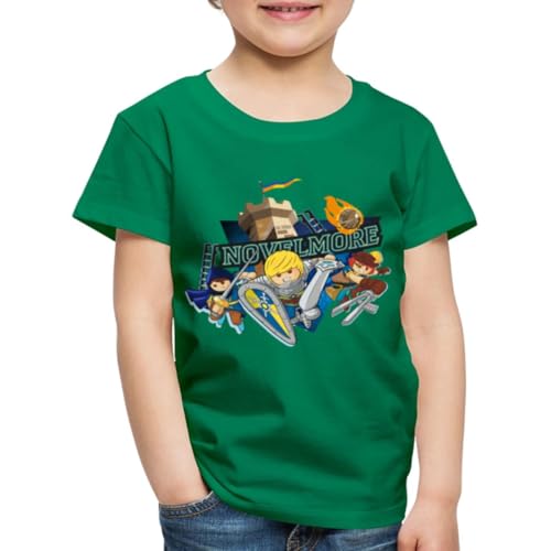 Spreadshirt Playmobil Novelmore Gwynn, Arwynn, Dario Da Vanci Kinder Premium T-Shirt, 110/116 (4 Jahre), Grün von Spreadshirt
