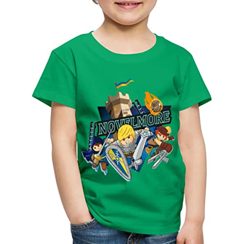 Spreadshirt Playmobil Novelmore Gwynn, Arwynn, Dario Da Vanci Kinder Premium T-Shirt, 110/116 (4 Jahre), Kelly Green von Spreadshirt