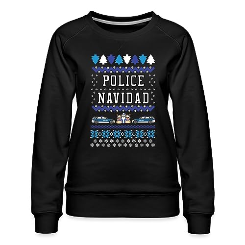 Spreadshirt Police Navidad Ugly Christmas Sweater Frauen Premium Pullover, L, Schwarz von Spreadshirt