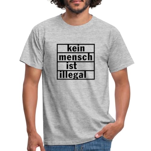 Spreadshirt Politik Kritik Kein Mensch Ist Illegal Männer T-Shirt, 4XL, Grau meliert von Spreadshirt