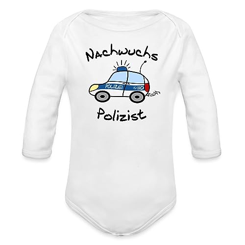 Spreadshirt Polizei Nachwuchs Polizist Polizeiauto Jungs Baby Bio-Langarm-Body, 68 (3-6 M.), weiß von Spreadshirt