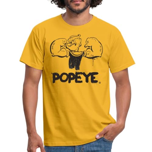 Spreadshirt Popeye Stirnrunzelnd Muskeln Anspannen Männer T-Shirt, M, Gelb von Spreadshirt