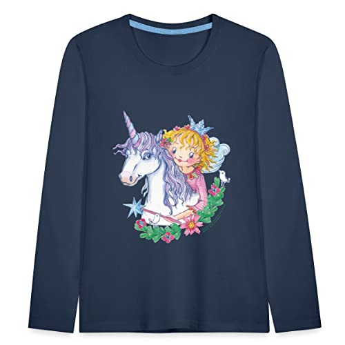 Spreadshirt Prinzessin Lillifee mit Einhorn Rosalie Kinder Premium Langarmshirt, 110/116 (4 Jahre), Navy von Spreadshirt