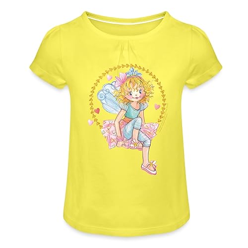 Spreadshirt Prinzessin Lillifee sitzend Mädchen T-Shirt mit Raffungen, 6 Jahre, Gelb von Spreadshirt