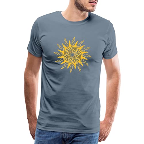 Spreadshirt Psychedelic Sun Psychedelische Sonne Männer Premium T-Shirt, S, Blaugrau von Spreadshirt