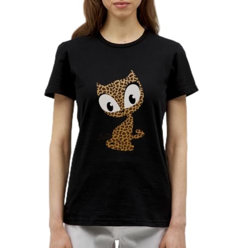Spreadshirt Pussy Deluxe Leoprint Kätzchen Frauen T-Shirt, L, Schwarz von Spreadshirt